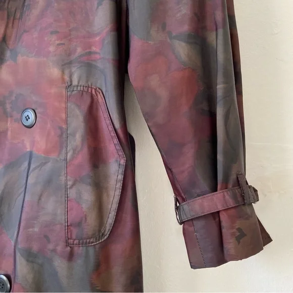 Vintage Dark Floral Trench Coat - Picture 7 of 16